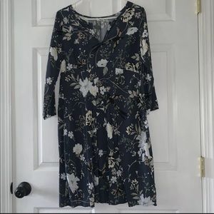 Women’s S OLD NAVY MATERNITY Grey Floral Birds Empire Waist FALL Swing Dress